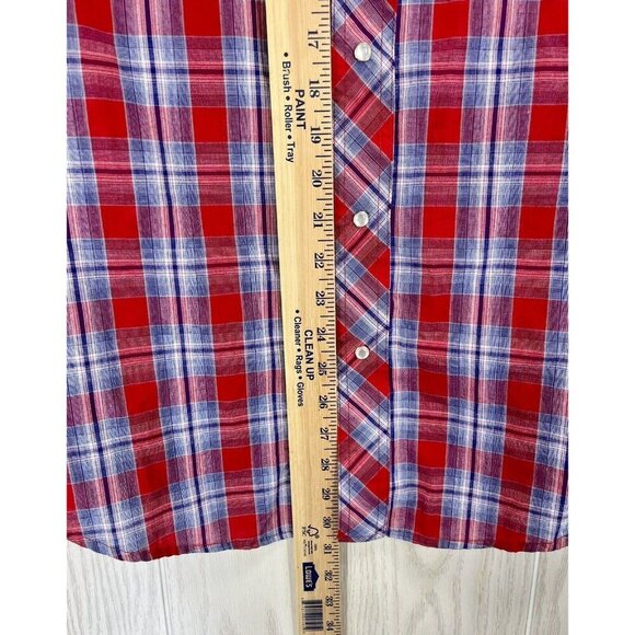 Wrangler Pearl Snap Shirt Men’s Large Red Plaid Long Sleeve Western Rodeo Cowboy - Picture 5 of 7